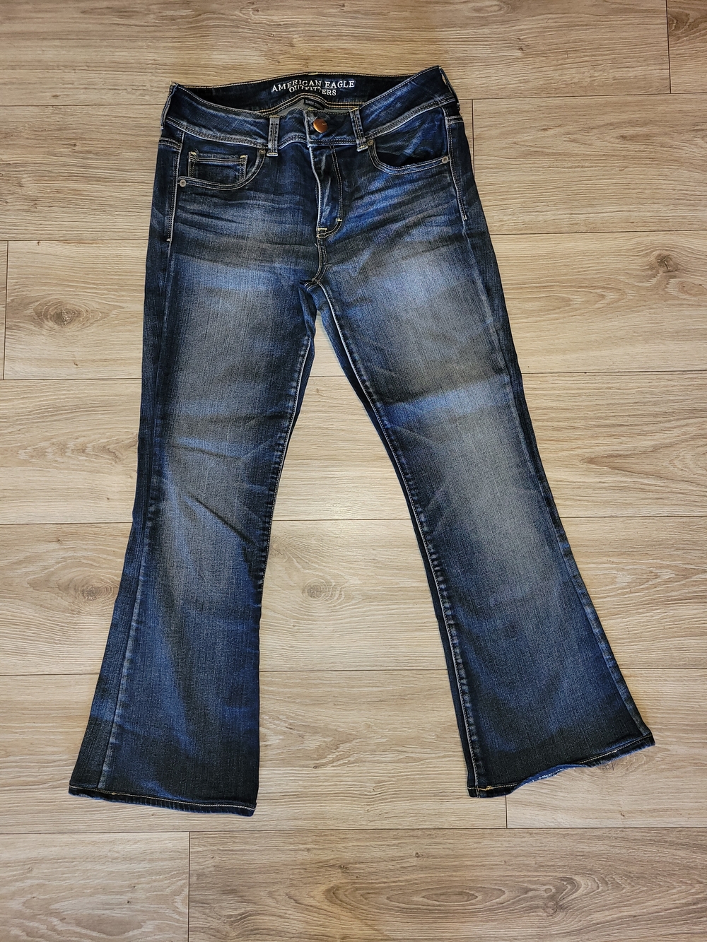 American Eagle Outfitters Women's Dark Wash Flare Jeans - Blue *short*